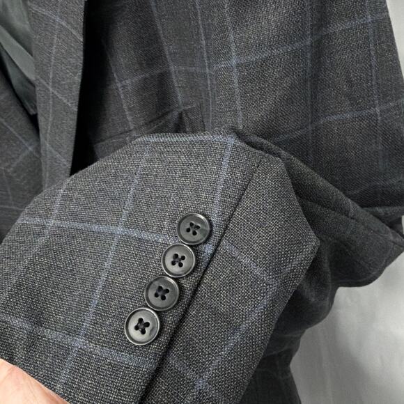 Peter Millar Blazer 50T Wool Unstructured Windowpane Gray Blue Sport Coat - Picture 8 of 12
